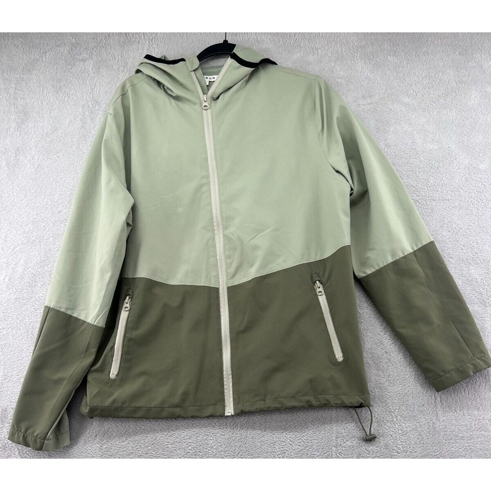 PacSun Jacket Mens Small Green Colorblock Hooded Windbreaker Ripstop Mesh Lined